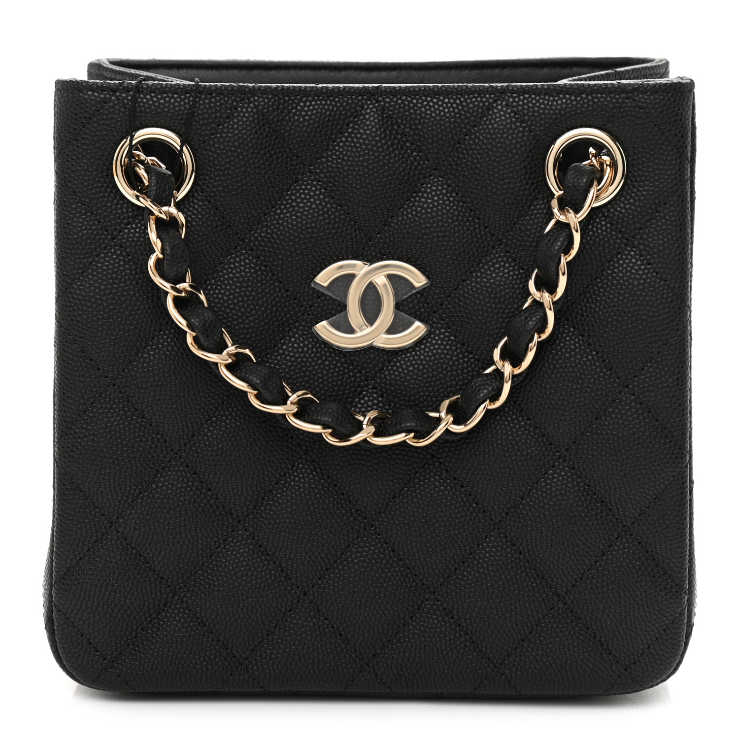 Caviar Quilted Mini Bucket Bag Black