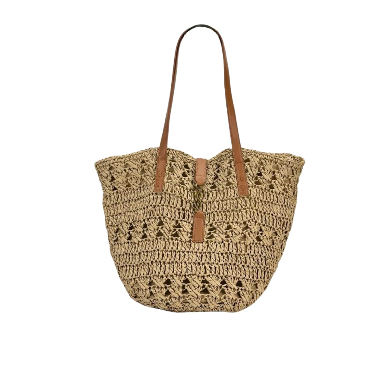 Saint Laurent Panier Raffia Natural Brown 39Cm 688221 Gaaac 2080