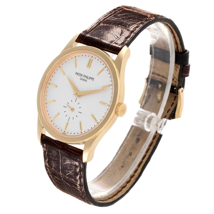 Patek Philippe Calatrava Yellow Gold Silver Dial Mens Watch 5196J