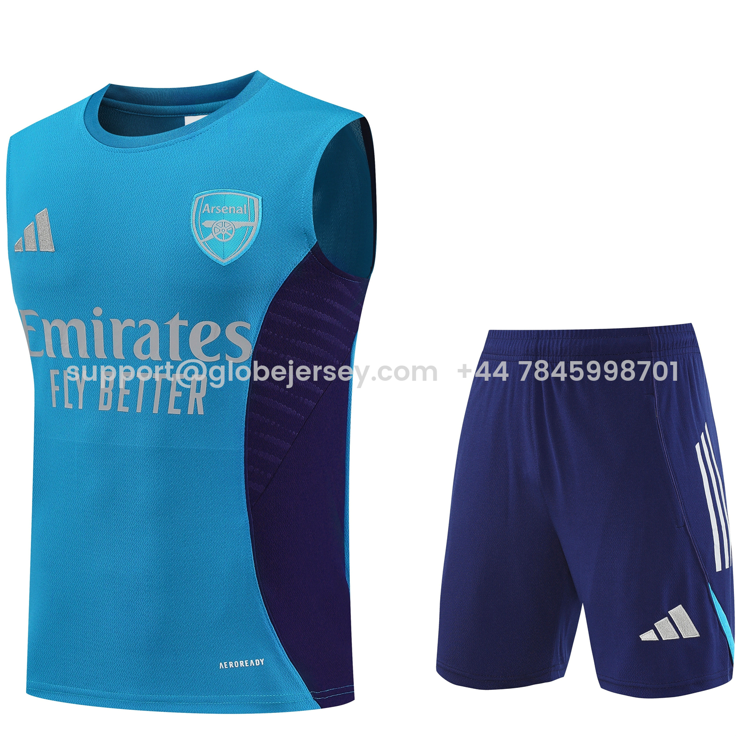 Arsenal 25-26 Vest Training Set - Light Blue Top & Royal Blue Shorts
