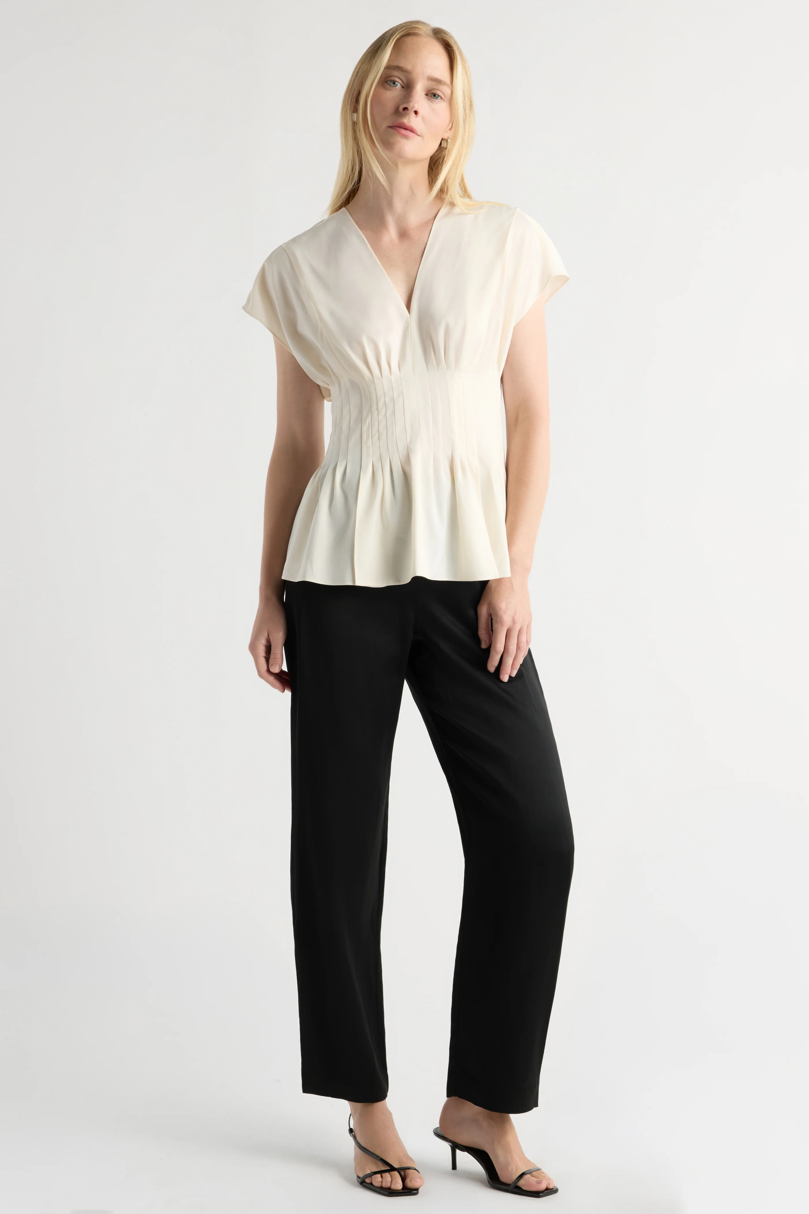 Jordyn Satin Sheen Straight-Leg Pant