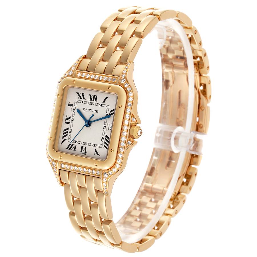 Cartier Panthere Yellow Gold Diamond Mens Watch 883969