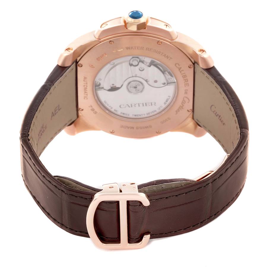Cartier Calibre Rose Gold Silver Dial Automatic Mens Watch W7100009