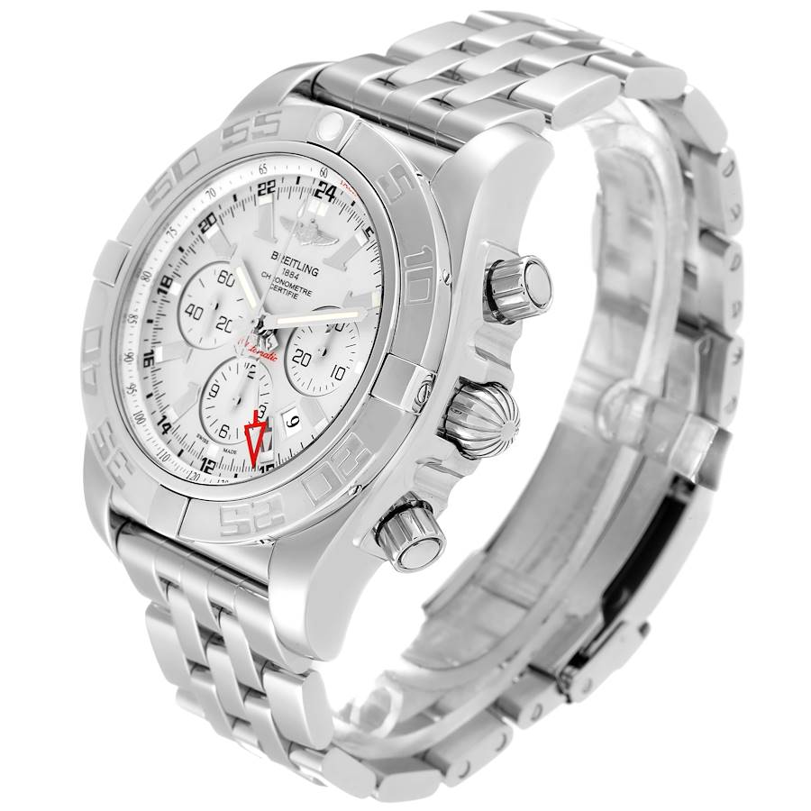Breitling Chronomat GMT Steel Silver Dial Mens Watch AB0410