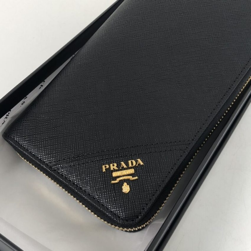 Replica Prada Saffiano Long Wallet Black
