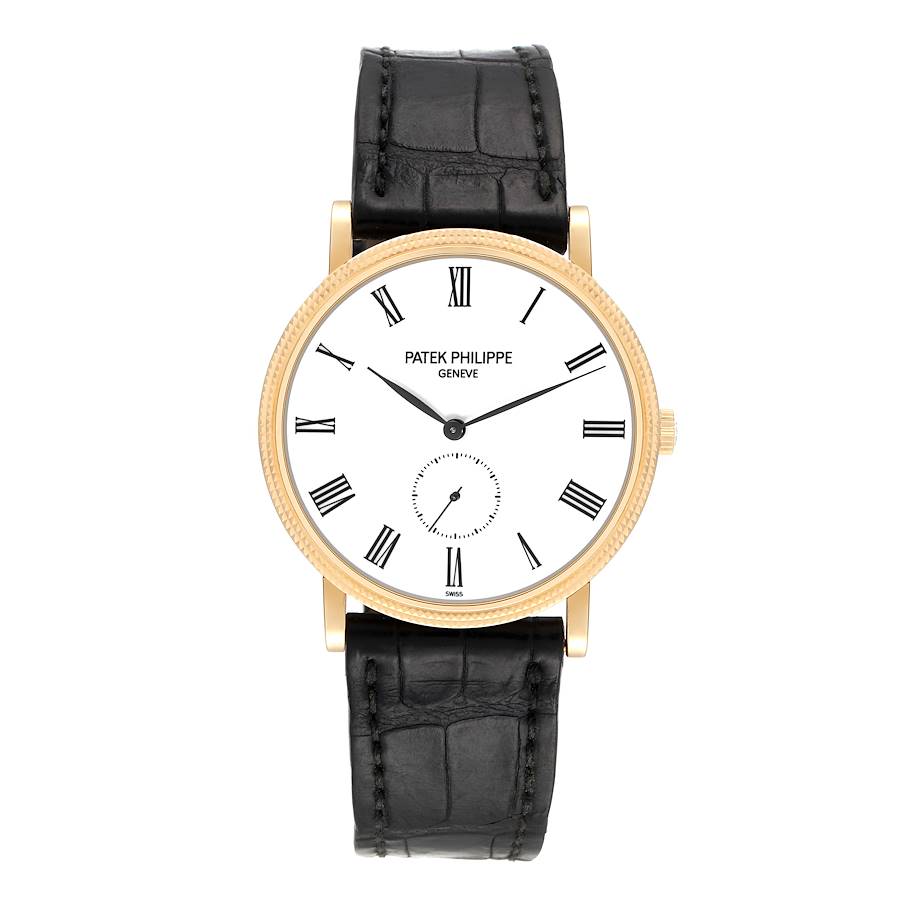 Patek Philippe Calatrava Yellow Gold White Dial Mens Watch 5119J