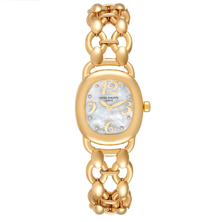 Patek Philippe Golden Ellipse Yellow Gold MOP Diamond Dial Ladies Watch 4830