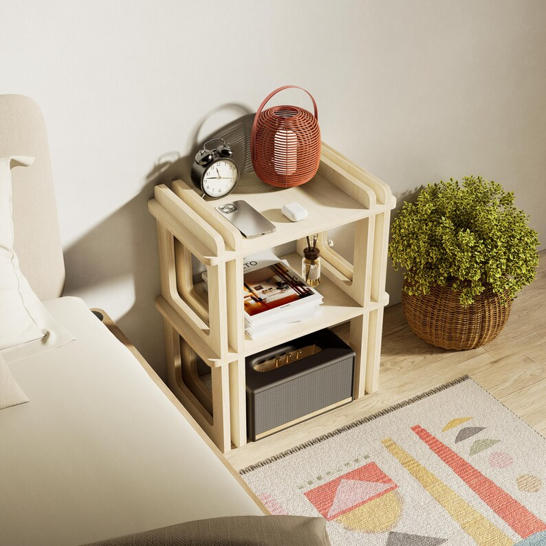 Birch Plywood Nightstand with Shelves