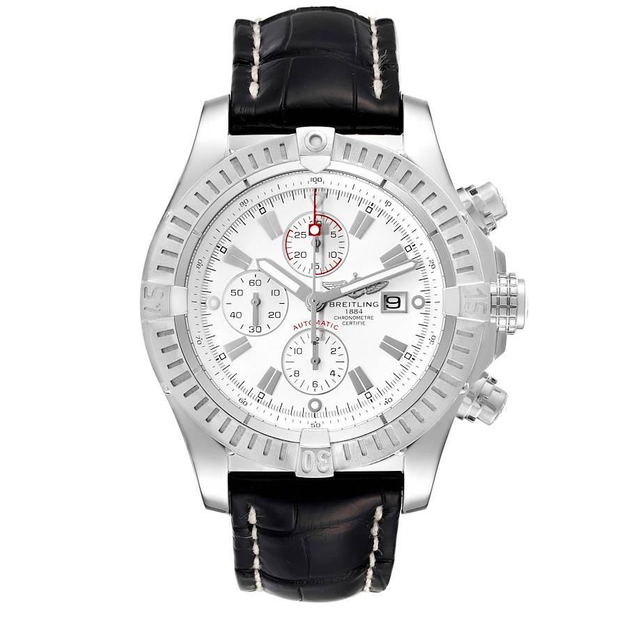 Breitling Super Avenger White Dial Chronograph Steel Mens Watch A13370