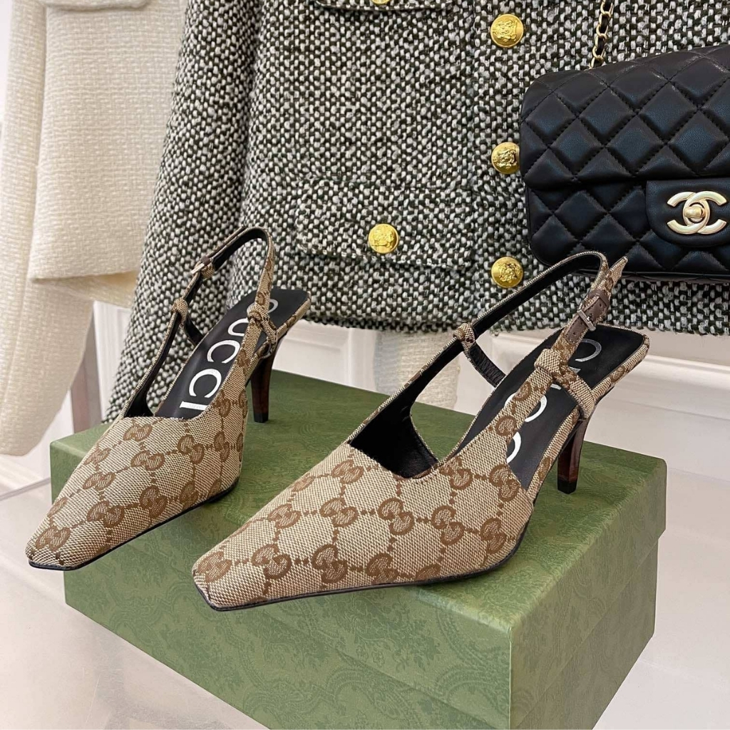 Gucci Women’s GG Slingback Pump Beige ‎675420 KY980 9763