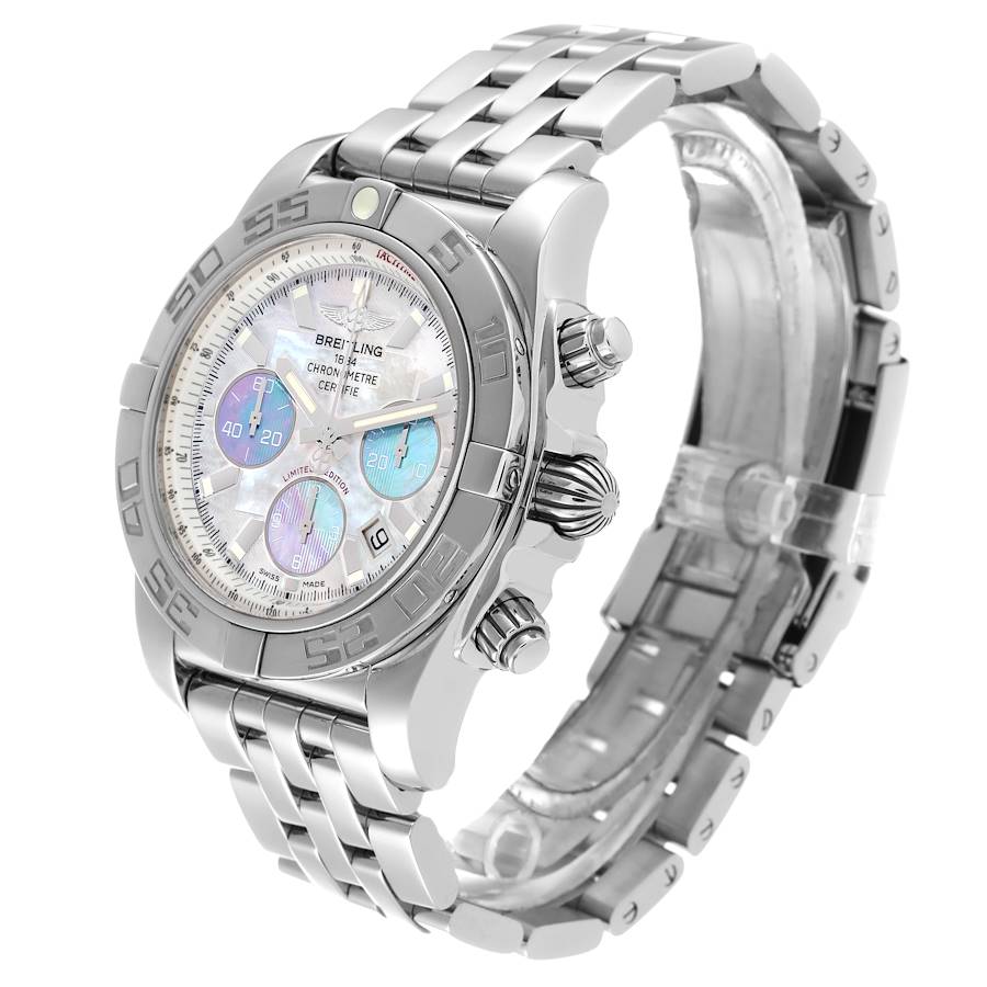 Breitling Chronomat 01 Blue Mother of Pearl Steel Mens Watch AB0110