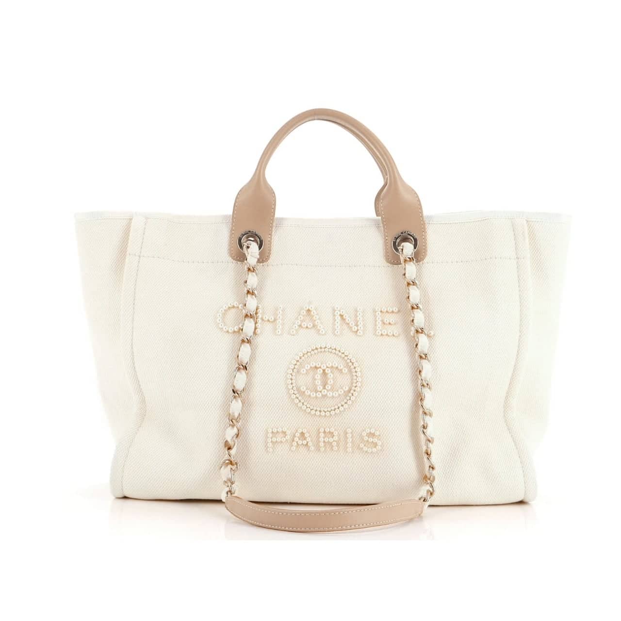 Chanel Cc Canvas Pearl Deauville Beige 38cm