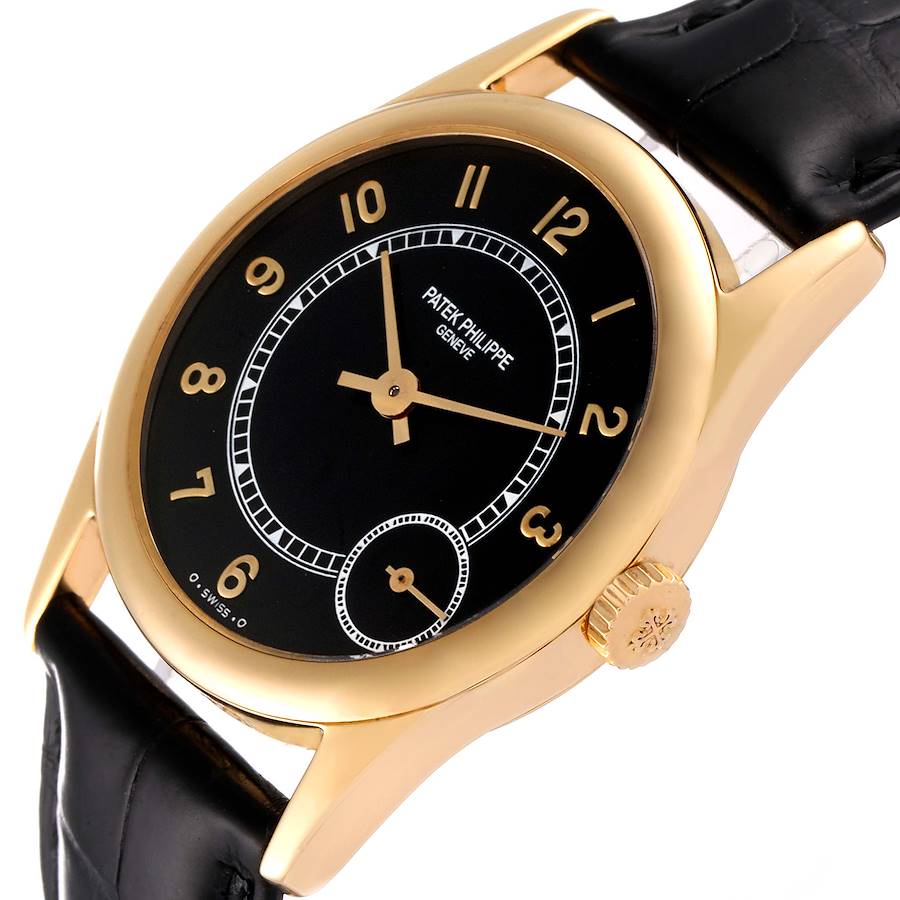 Patek Philippe Calatrava Yellow Gold Black Dial Automatic Mens Watch 5000
