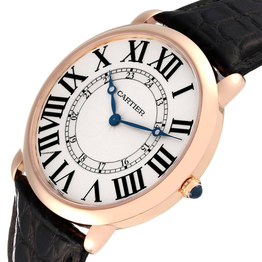 Cartier Ronde Louis Rose Gold Silver Dial Mens Watch W6801004