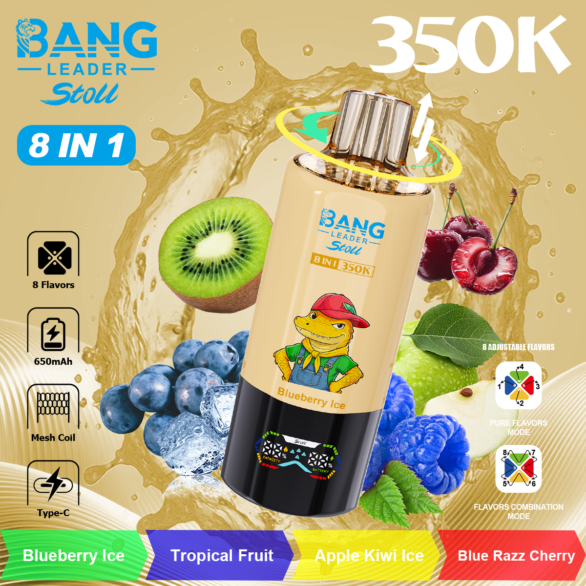 Bang Leader 350K Puffs 8-in-1 Prefilled Vape Device - 8 Flavours, Rechargeable, 3% / 5% Nicotine