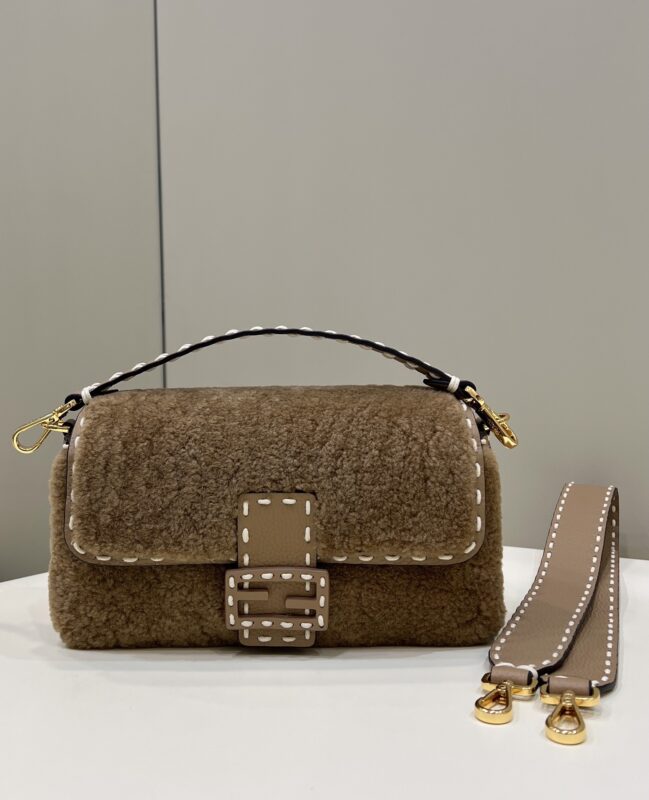 Replica Fendi Baguette Brown Wool
