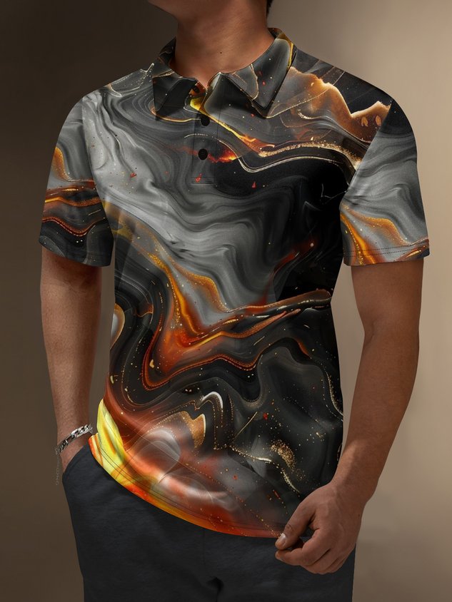 Moisture Wicking 3D Gradient Abstract Stripes Short Sleeve Golf Polo