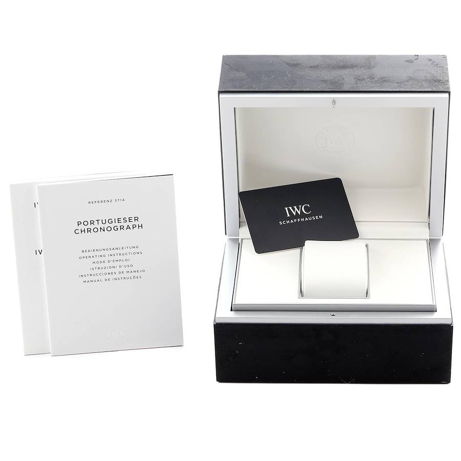 IWC Portuguese Chrono Silver Dial Blue Hands Steel Mens Watch IW371446