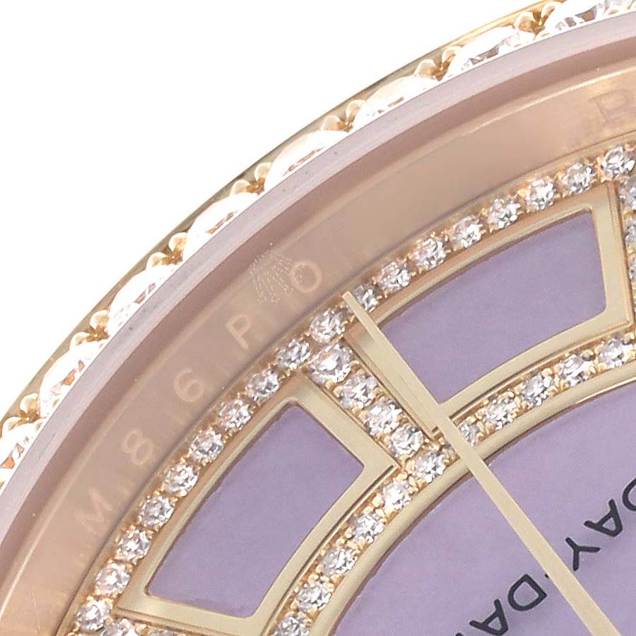 Rolex President Day-Date Yellow Gold Carousel Lilac Jade Diamond Mens Watch 118348