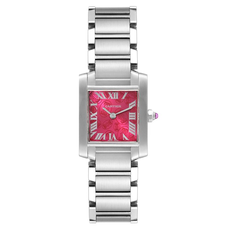 Cartier Tank Francaise Raspberry Dial Limited Edition Steel Ladies Watch W51030Q3