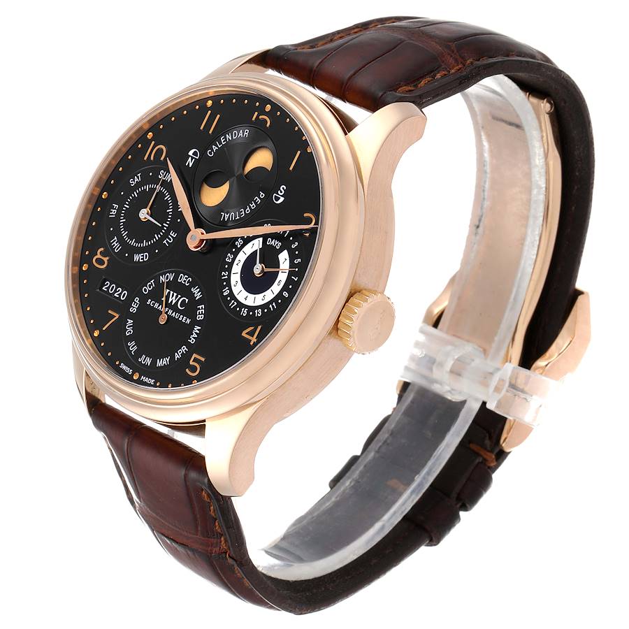 IWC Portuguese Perpetual Calendar Moonphase Rose Gold Mens Watch IW502103