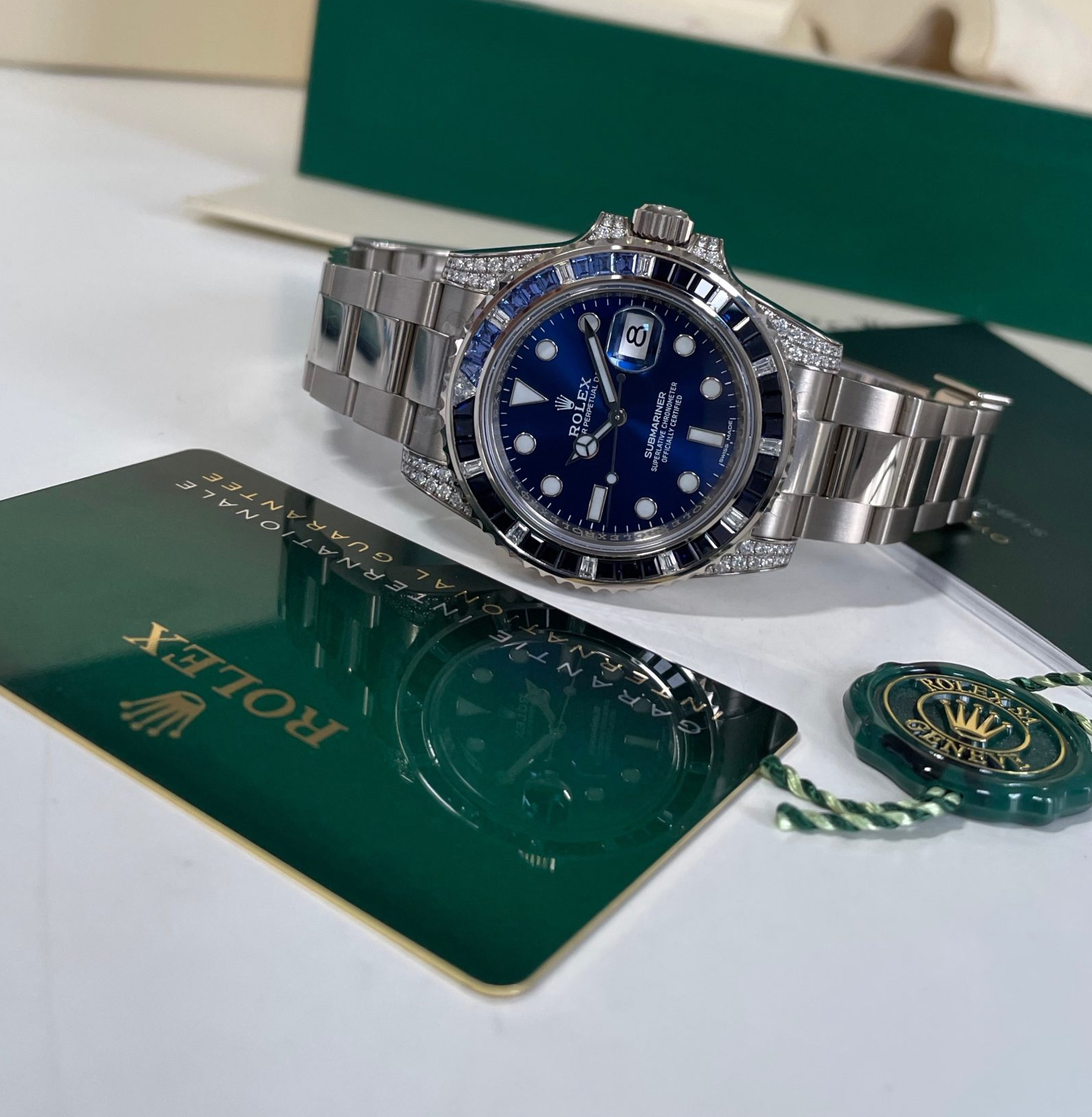 Big Promotion - Rolex Submariner Date 116659 SABR 18K White Gold Diamonds Sapphires Unworn