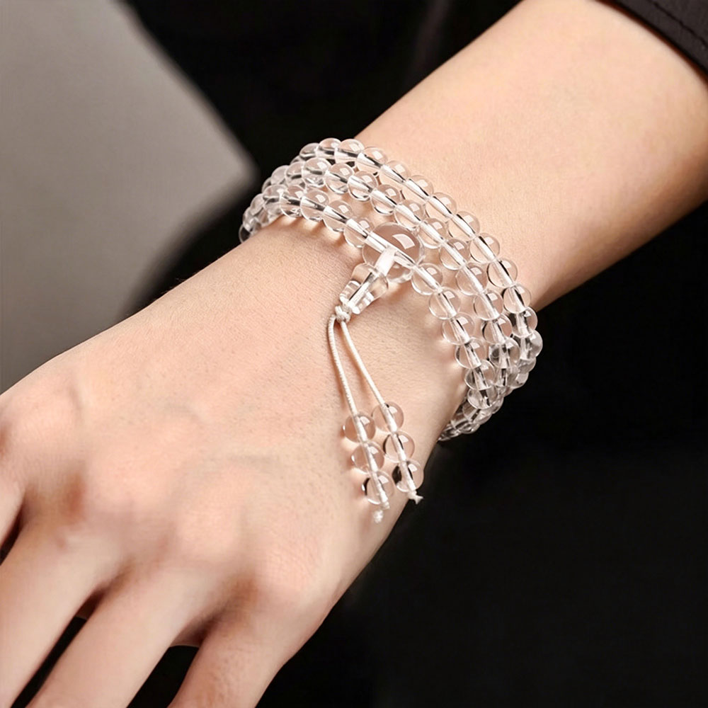 GemVibra Talismanic 108 Clear Quartz Mala Bracelet