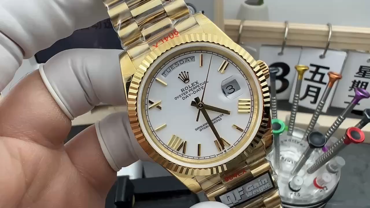 Rolex Day-Date 128238 Fluted Bezel White Roman Dial 36MM Replica Watch