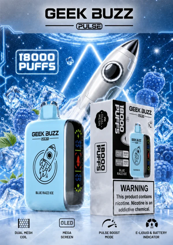 GEEK BUZZ PULSE – długopisowy vaporizer o smaku jagodowo-arbuzowym, 18 tys. zaciągnięć