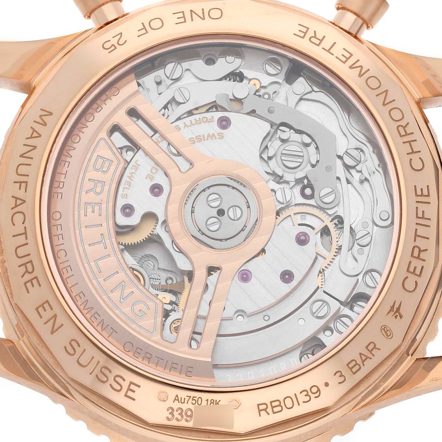 Breitling Navitimer B01 41mm Limited Edition Rose Gold Brown Dial Mens Watch RB0139