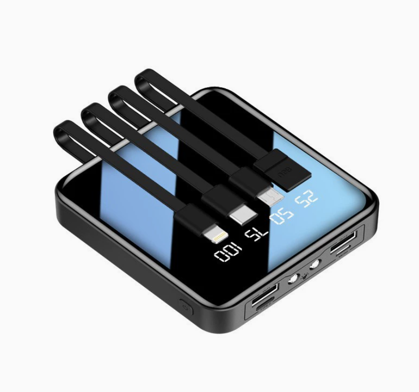Large Capacity Power Bank with Built-in 4 Cables