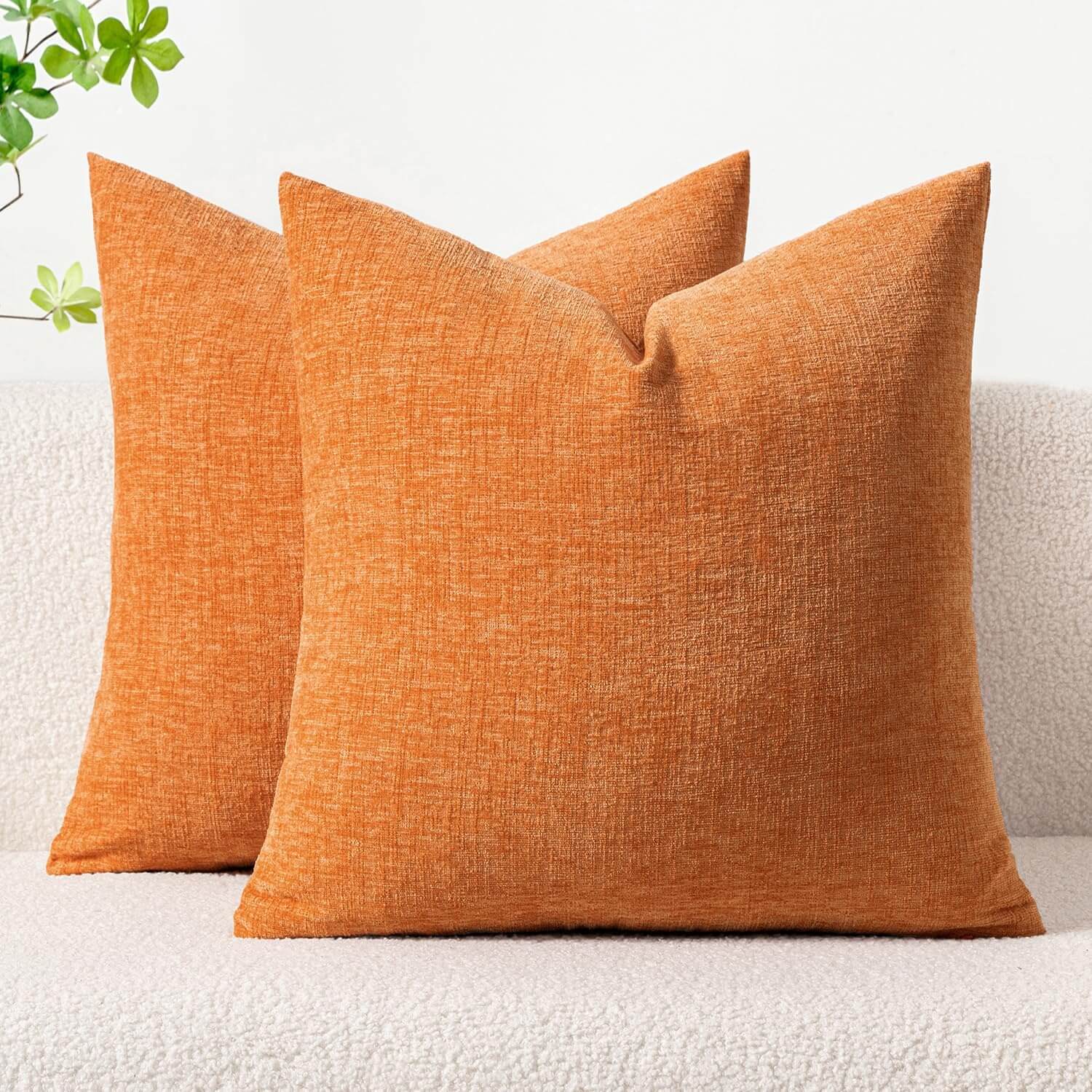 Soft Chenille Solid Dyed Pillow Covers (Pack of 2)