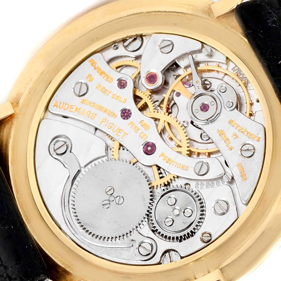 Audemars Piguet 18K Yellow Gold Black Strap Ladies Vintage Watch