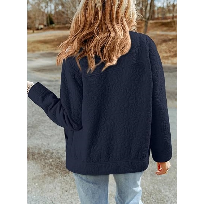 Jackets for Women Casual Long Sleeve Collared Jacquard Coats