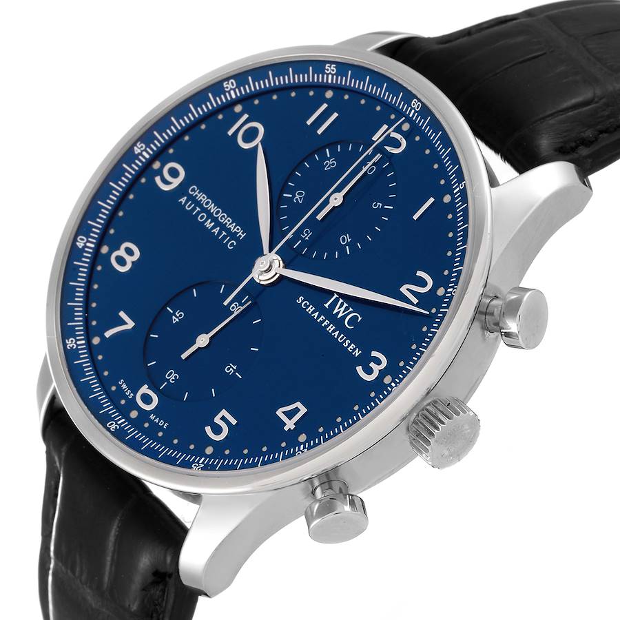 IWC Portuguese Chronograph Blue Dial Steel Mens Watch IW371491