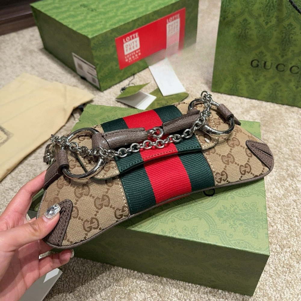 Gucci Horsebit Chain Small Shoulder Bag Beige 27Cm 764339 Facm2 8747