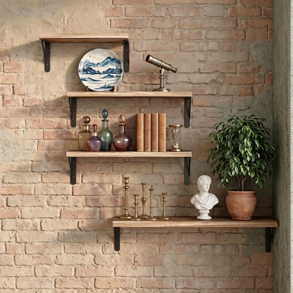 Floating Shelves Wall Mounted Set of 4 Rustic