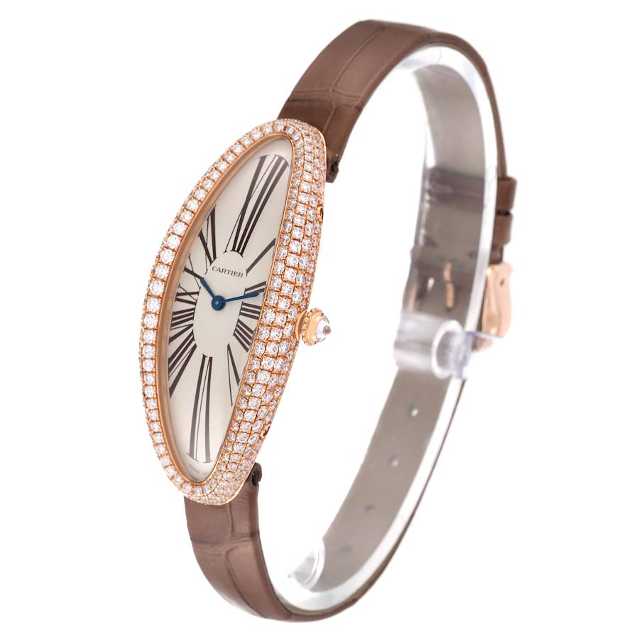 Cartier Baignoire Allongee Rose Gold Diamond Ladies Watch WJBA0006