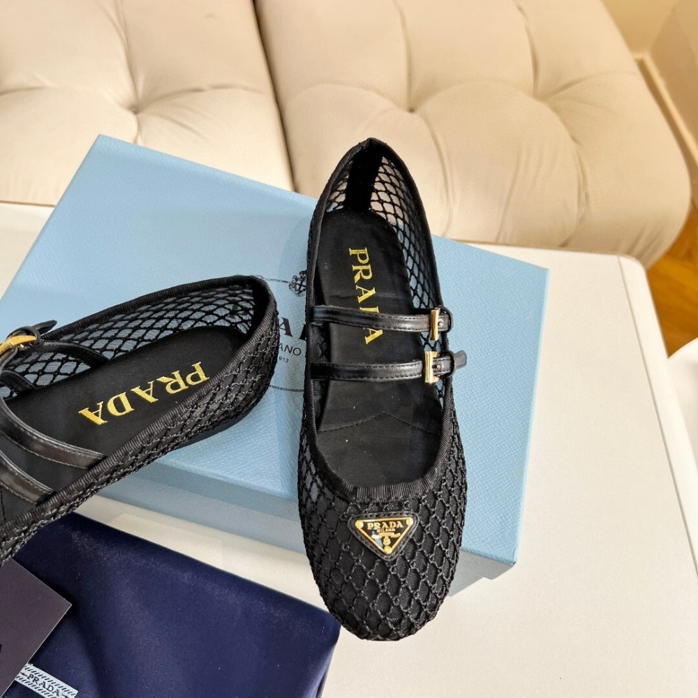 Prada Mesh Fabric Ballerinas Black 1F915N 099 F0002 F 005