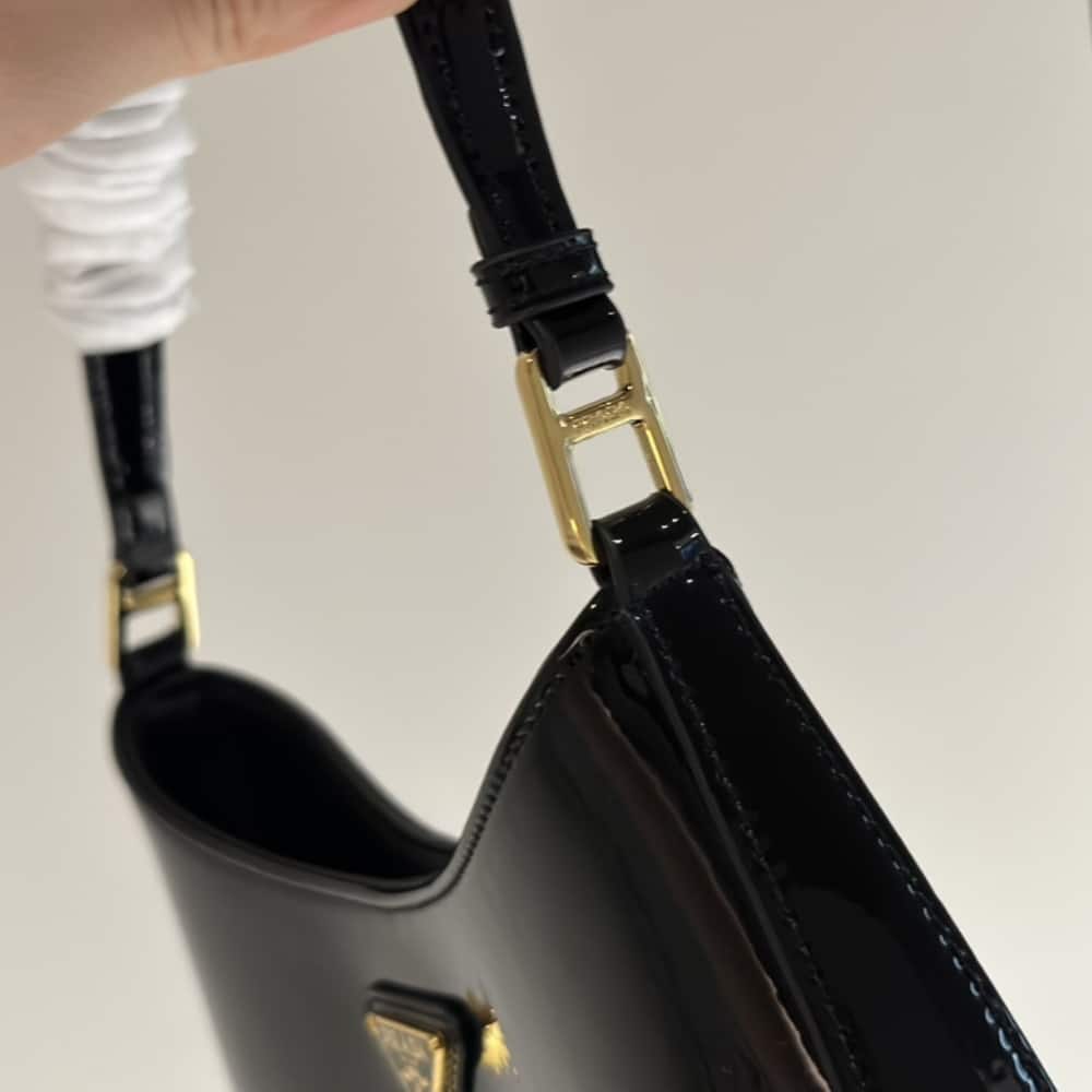 Prada Cleo Patent Leather Bag Black 27cm 1bc169 069 F03kj V Hoo