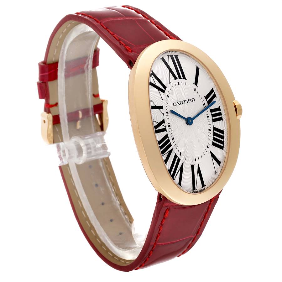 Cartier Baignoire Large 18k Yellow Gold Silver Dial Ladies Watch W8000013