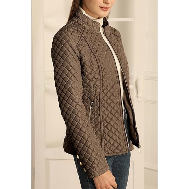 Women's Stand Collar Lightweight Quilted Puffer Jacket