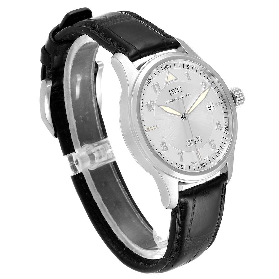 IWC Mark XV Spitfire Silver Dial Black Strap Steel Mens Watch IW325313