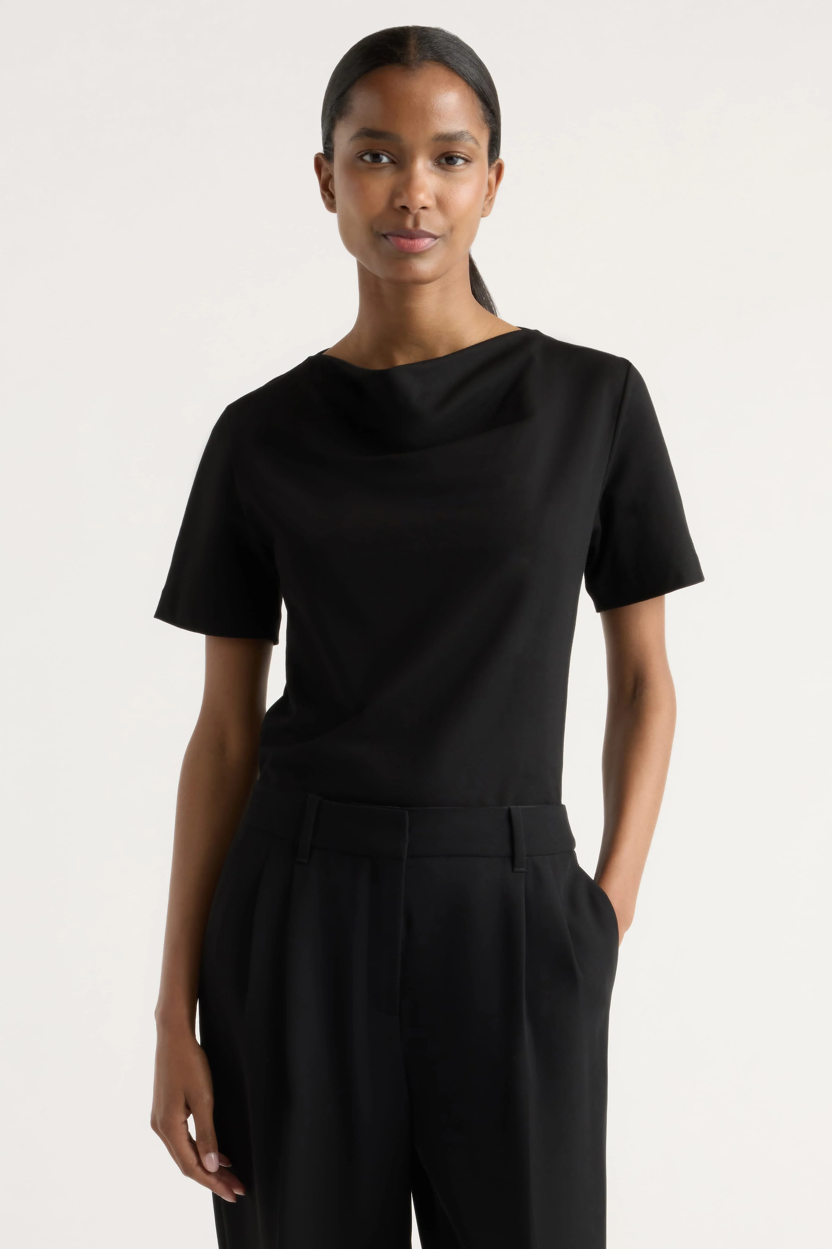 Kendra Organic Cotton Cowl-Neck Tee