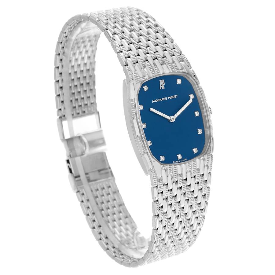 Audemars Piguet White Gold Blue Dial Diamond Vintage Mens Watch