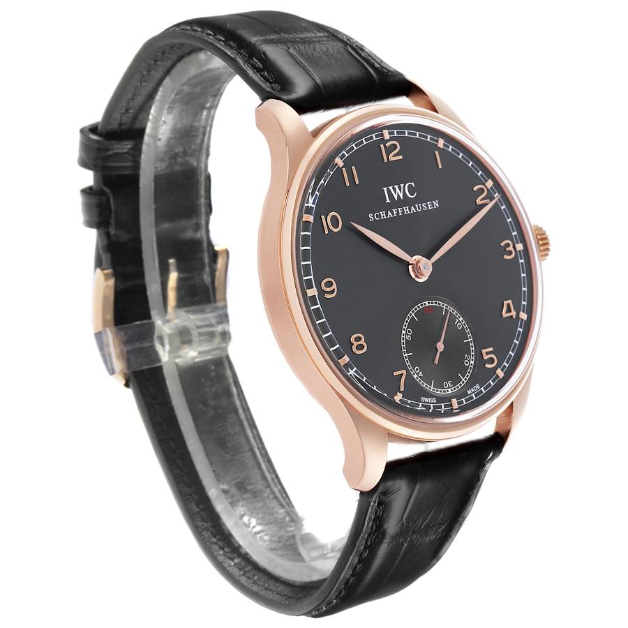 IWC Portuguese Rose Gold Grey Dial Manual Mens Watch IW545406