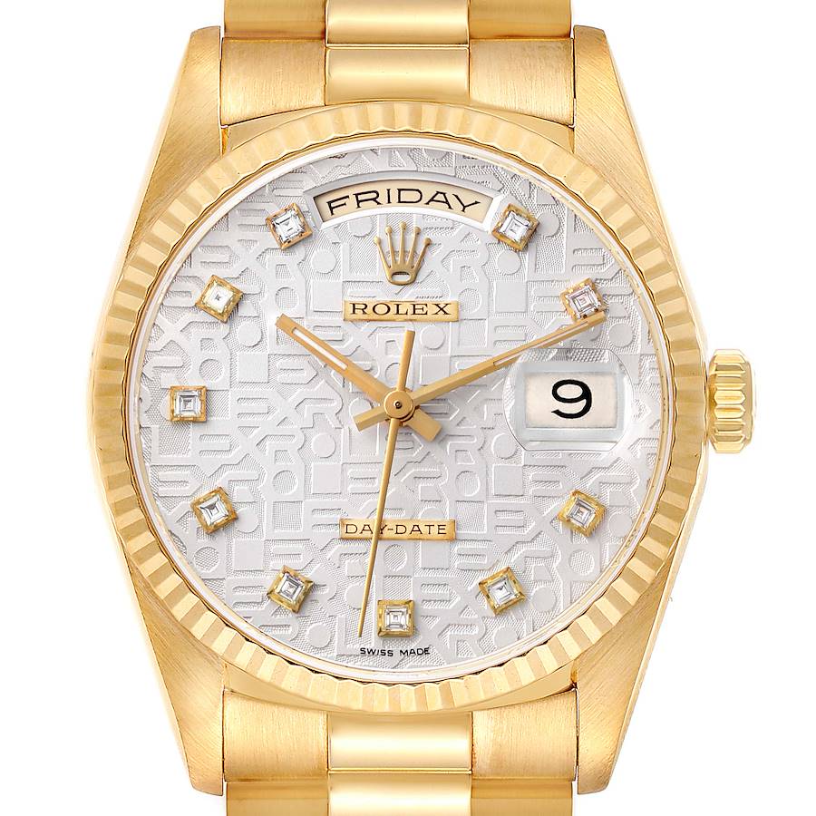 Rolex President Day-Date Yellow Gold Diamond Dial Mens Watch 18238
