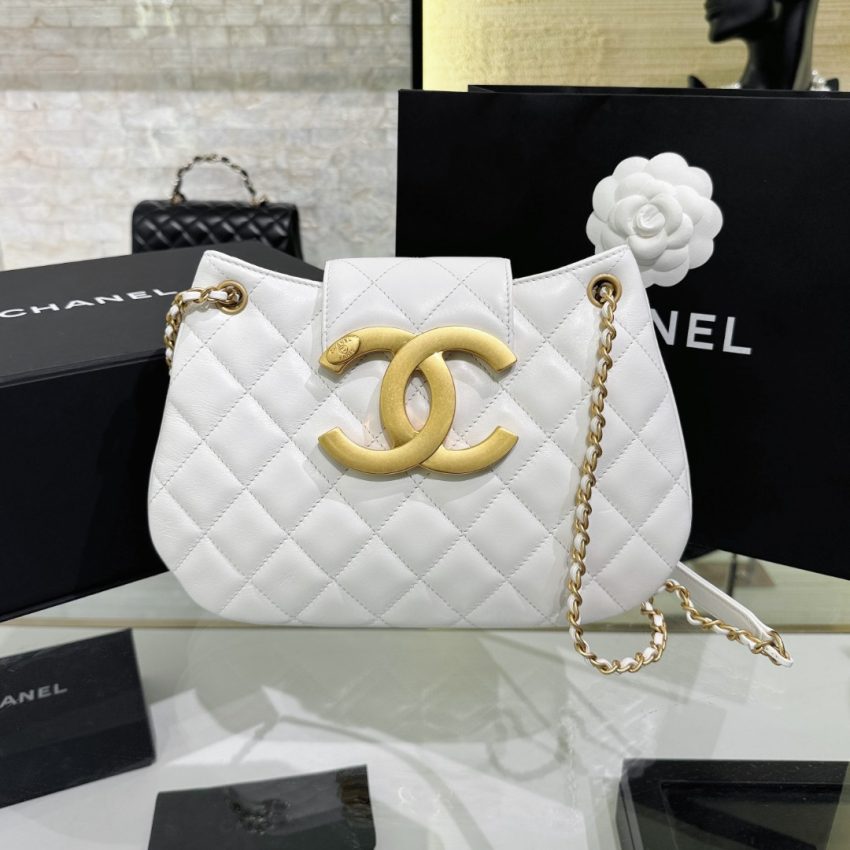 CHANEL 24c Round Shoulder Bag White