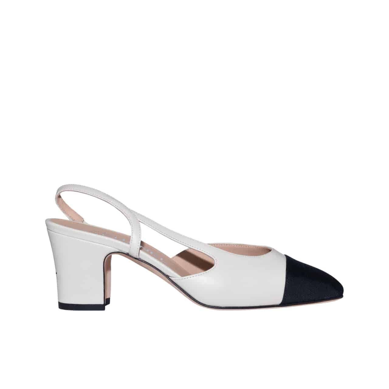 Chanel Slingbacks Goatskin &Amp; Grosgrain White