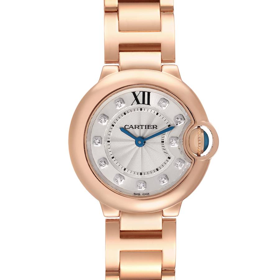 Cartier Ballon Bleu 28mm Rose Gold Diamond Dial Ladies Watch WE902025